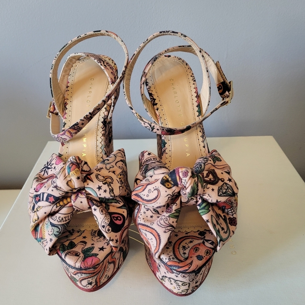 Charlotte Olympia Miranda Inked Wedges, VGUC, Size 5 - Picture 3 of 13